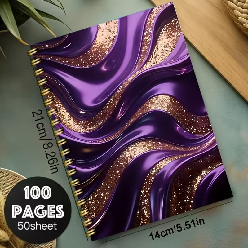 TEMU 1 Single-piece Glitter Spiral Notebook - Lined Pages, Compact And Portable, Ideal For Artists And Poets, Embellished With Glitter, Suitable For Sketching, Journaling, And Gift-