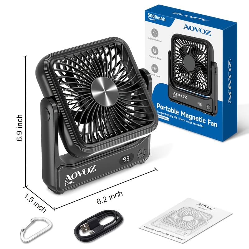 TEMU Magnetic Fan, 5000mah Ultra-thin Travel Fan Rechargeable, 4- Design, Portable Fan, Suitable For Cruise Cabins, Bedroom Sleeping, Camping, Traveling And Essential Cruise Items 2026