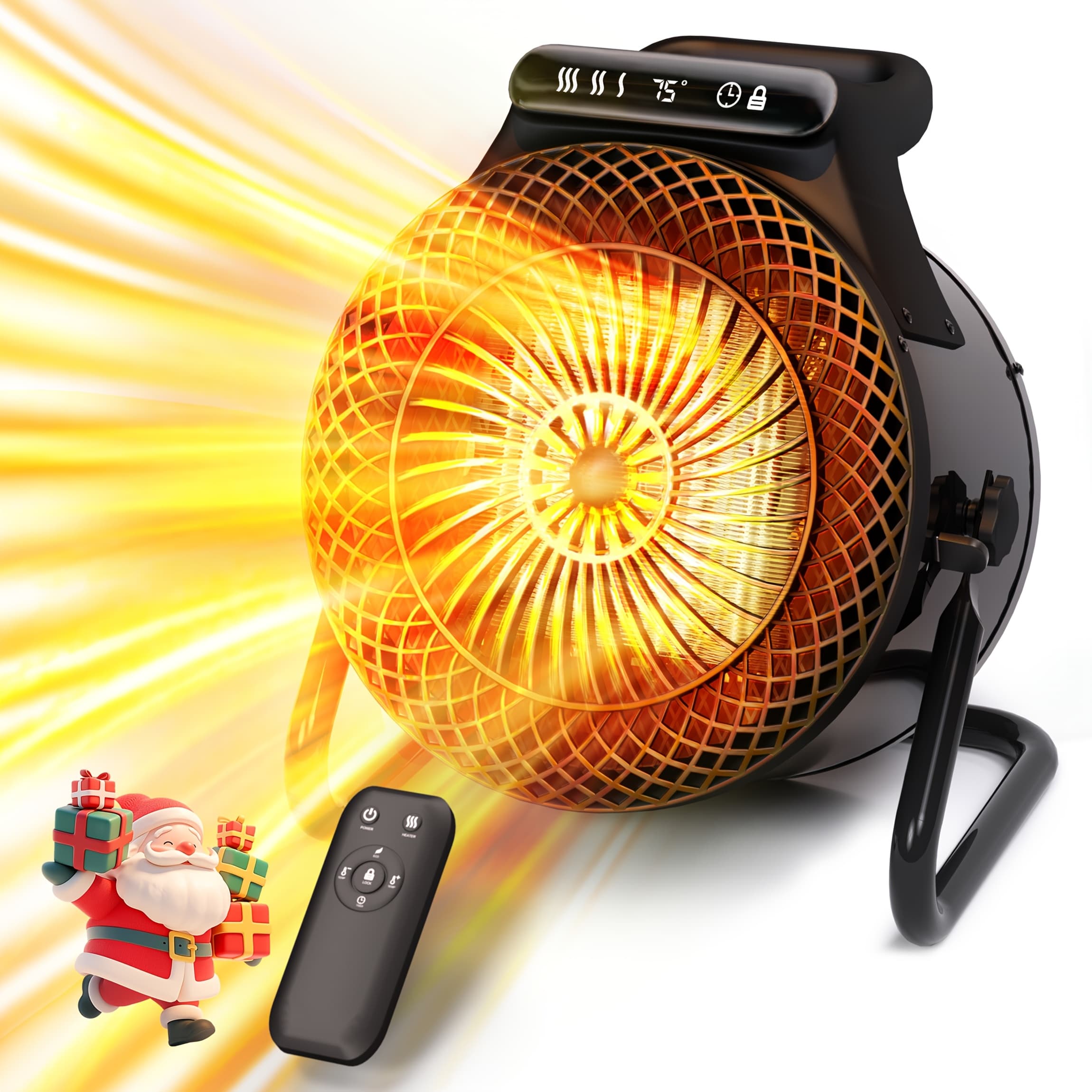 TEMU Space Heaters For Indoor Use, 1500w Electric Heater With Remote & Display Thermostat 3s Fast Heating, Small Portable Heater, Protection, For Camping Tent Indoor/outdoor Use