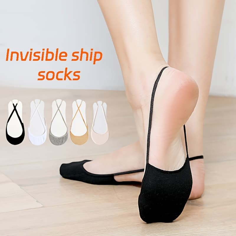 TEMU Pair Of 5 Invisible Cut Socks For Women, Summer Casual Socks, Comfortable Non-slip No-show Socks
