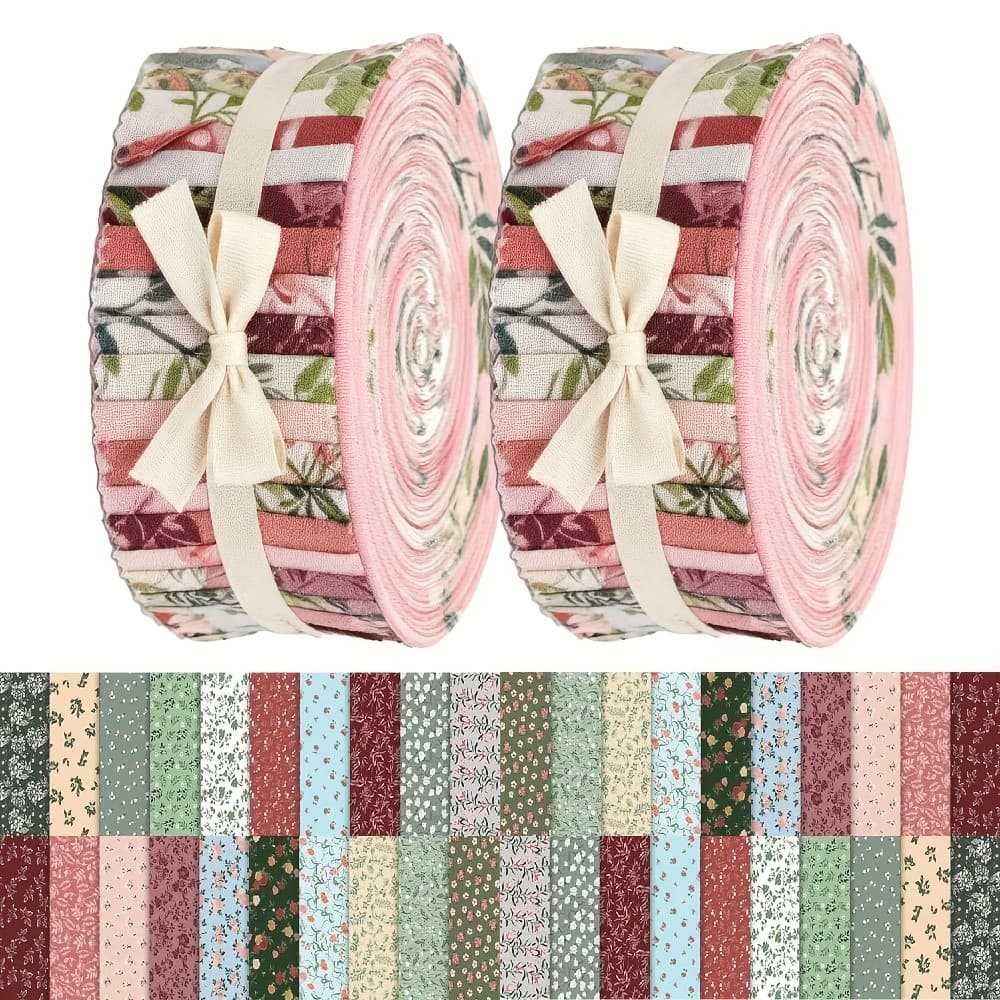 TEMU 40 Sheets 6.5 X 50cm (2.55 X 19.7in) Vintage Floral Pattern Pre-cut Fabric Bundle, Suitable For Hand Sewing, Quilting, Doll Making, Holiday Decor, Bag , Home Decor, Hand Wash