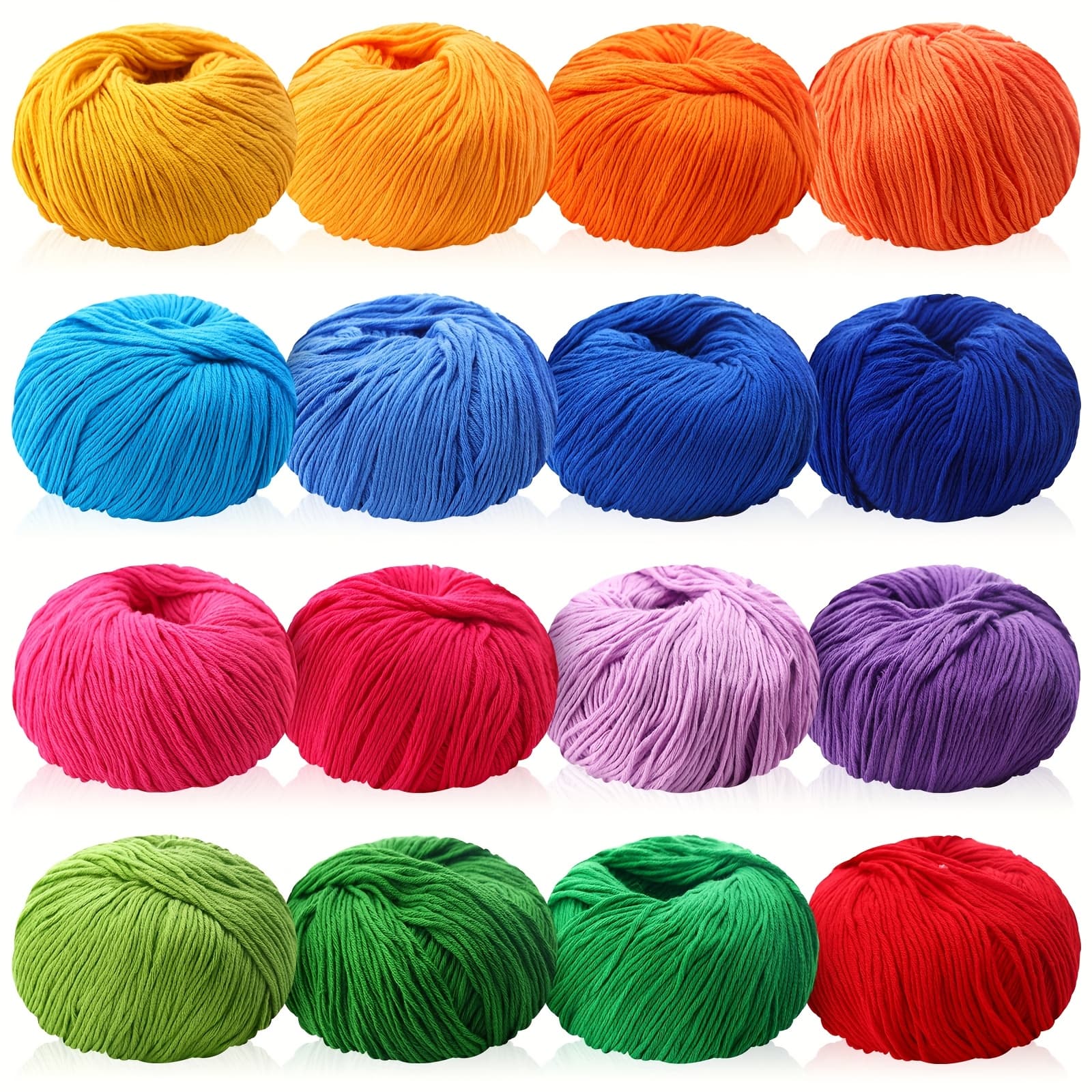 TEMU 16 Bundles Of Soft Cotton Yarn Suitable For Crocheting And Knitting, Perfect For Clothing And Blankets. In A Of , Each Weighs 50g And Measures 185 Yards, Ideal For Crafts