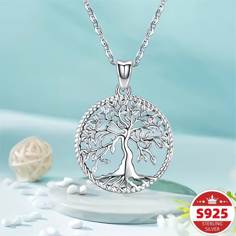 TEMU [ Tree 925 Sterling Silvery Pendant]a Beautifully Elegant Hollowed- Tree Pendant Necklace | Suitable For, Daughters, And Mothers As A Life Accessory