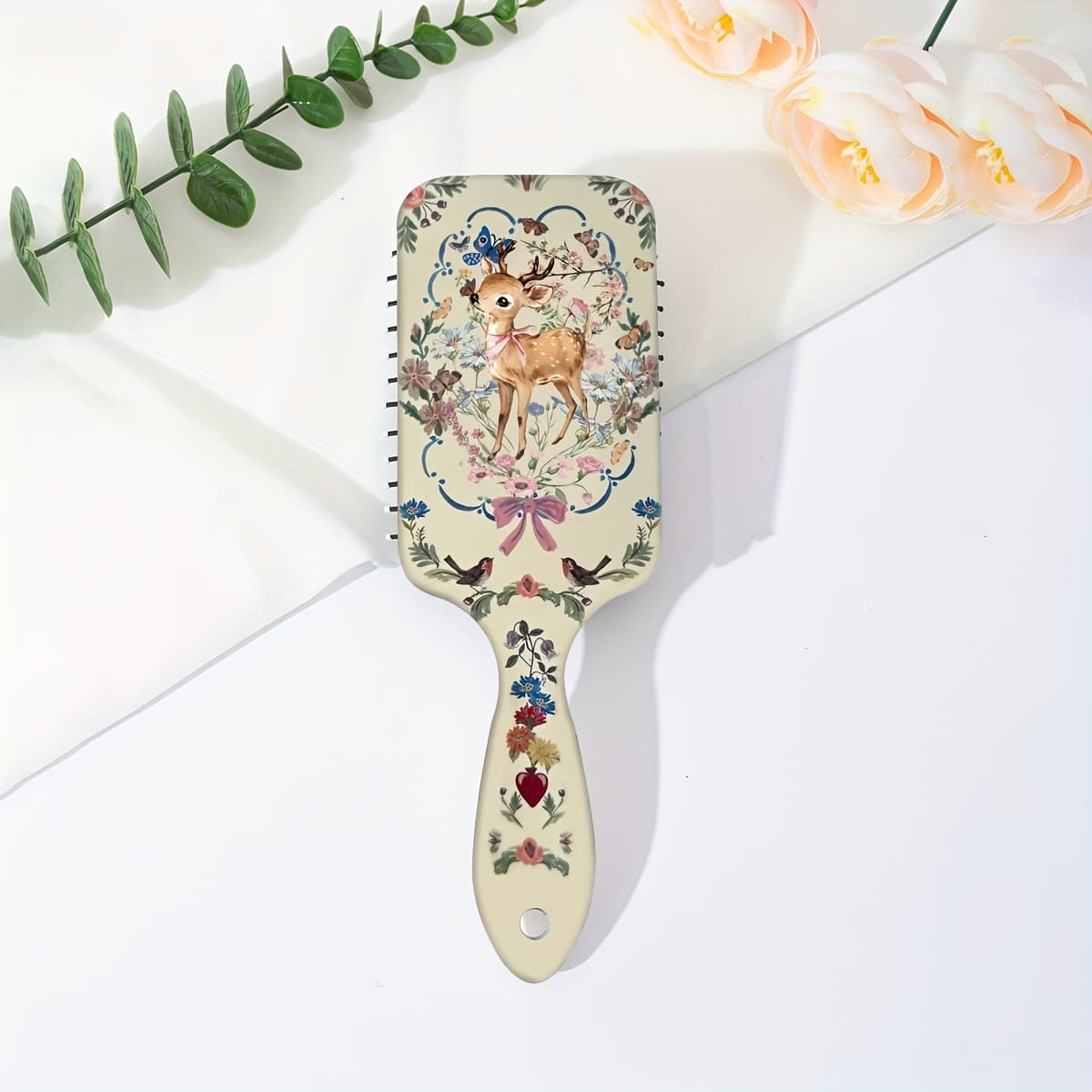 TEMU 1pc/square Retro Rabbit Deer Print Hairdressing Comb
