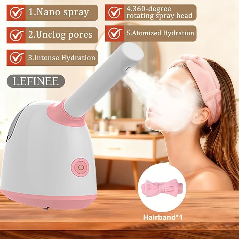 TEMU Portable Facial Steamer Suitable For Home & Salon Use, Nano For Deep Cleansing With 360° Rotatable Arm & -type Plug ( Plug Compatible) - Facial For Home Spa, Perfect Gift For, Christmas/new Year