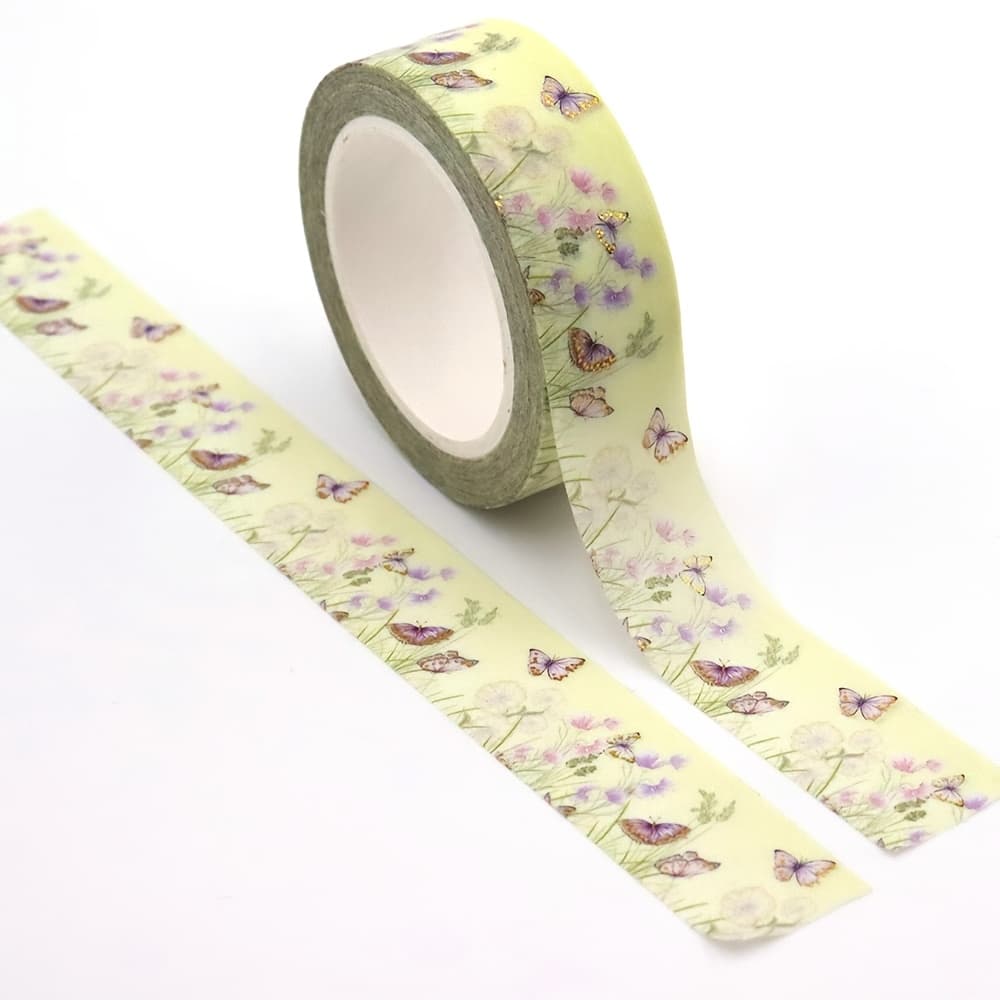 TEMU 1pc Spring Floral & Decorative Washi Tape, 15mm X 10m, Accents On Light Background - Ideal For Crafting, Scrapbooking, Gift Wrapping & Office/school Supplies