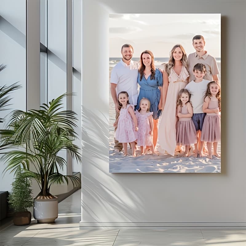 TEMU 2d Flat, 2d Flat, Personalized Canvas Prints Featuring Wooden Frames - Customize With Images Of , , And Parents - Ideal For Enhancing Your Living Room, Bedroom, Or Study - A Gift For The Holidays