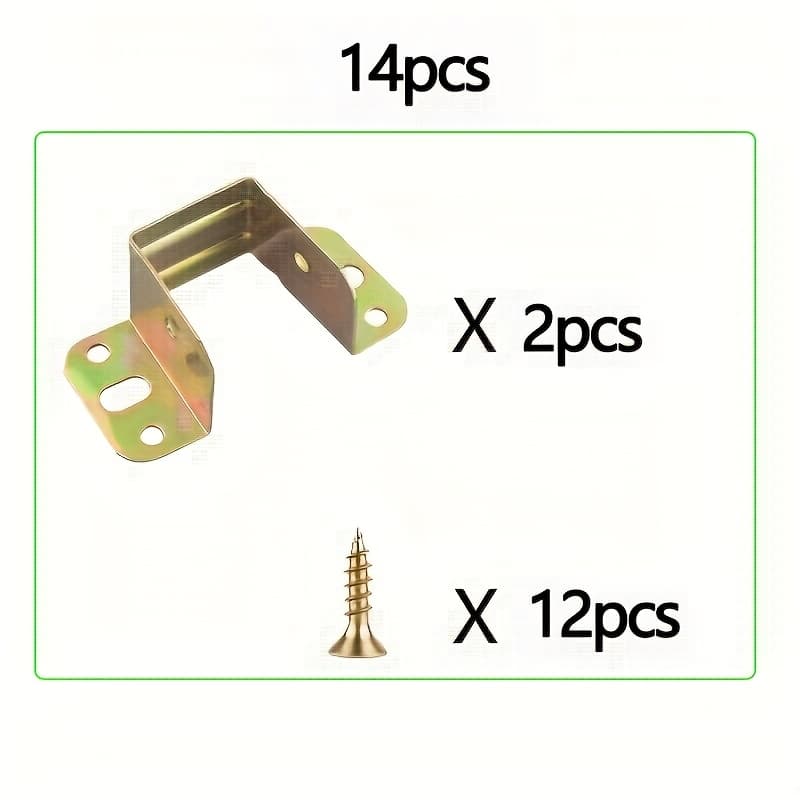 TEMU 14pcs Set: 2 Brackets + 12 Screws, Heavy-duty Metal Support Bracket Connector Kit With Screws, Bed Frame Hinge, Hook Corner - , Strong Corner Support Hook, Suitable For Furniture Bed Installation