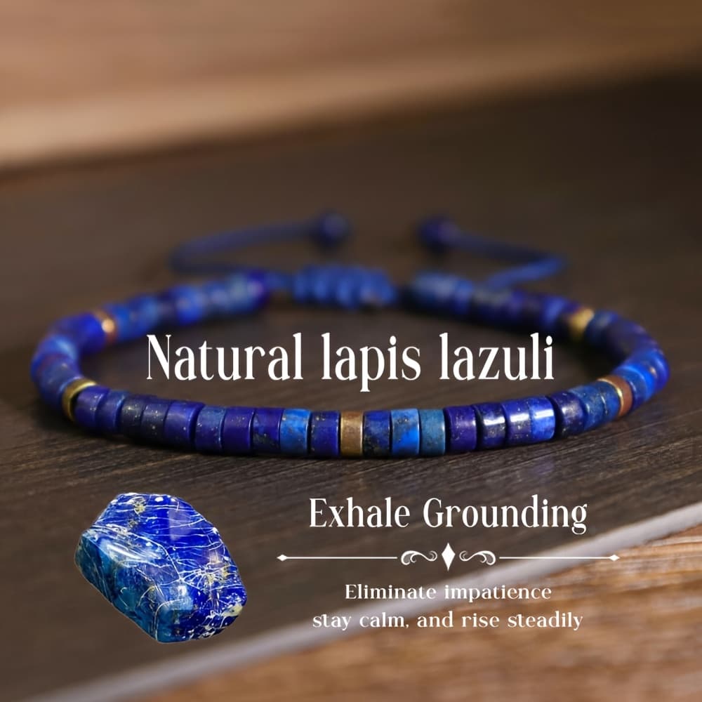 TEMU Adjustable Braided Bracelet For Of Lapis , A Easy And Delicate Piece Of Jewelry Featuring Natural Stones, Perfect As A Blue Friendship Gift