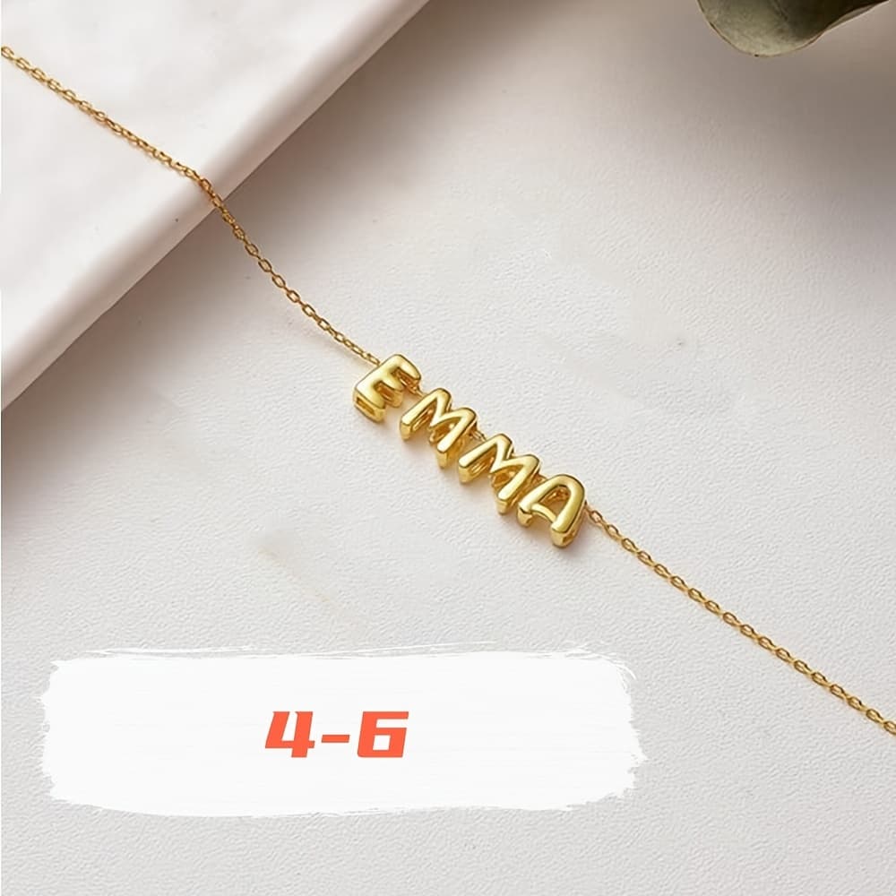 TEMU 3d Bubble Name Necklace, Puff Initial Charm Personalized Jewelry Gift Custom Nameplate Necklace | Letter Initials Round Puffed Necklace (english Initials , Message Error Production Main Image)
