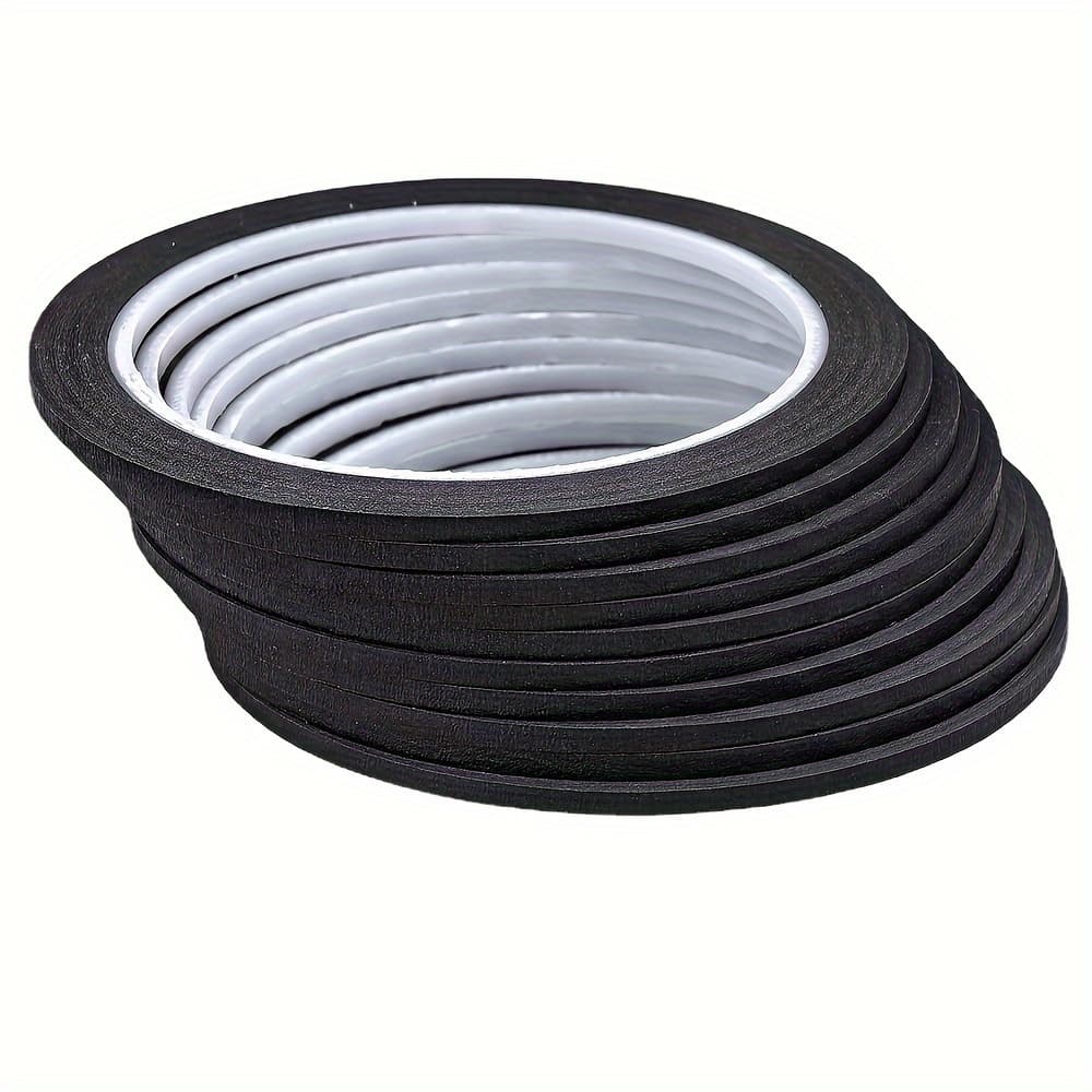 TEMU Black Paper Masking Tape Used For Nail Art, Painting, Spray Painting Masking, And As Fabric Design Pattern Tape, Measuring 3mm X 25m, In Packs Of 10 Rolls