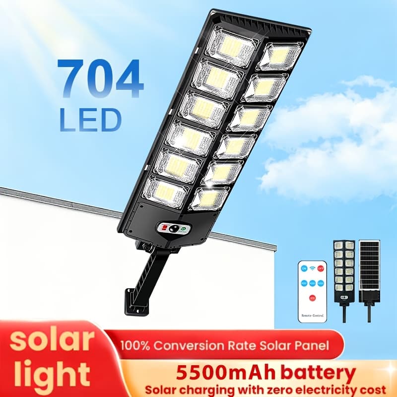 TEMU 1/2pcs Solar Street Lights Outdoor, Ip44 Solar Street Lights, 704leds Solar Parking Lights Solar Street Lights Dusk To Dawn, 5000k2500lm, Solar Floodlights For Yards, Decks, Gardens