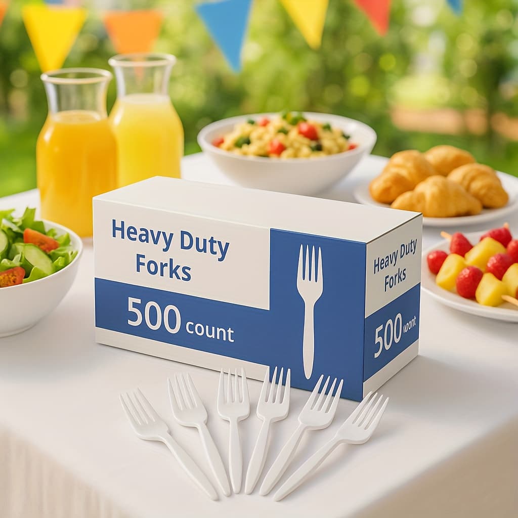TEMU 500 Count Plastic Forks Heavy Duty, Plastic Silverware White Forks, Premium Disposable Forks Bulk, Bpa-free, Heat Resistant, Suitable For Parties, Events And Everyday Use