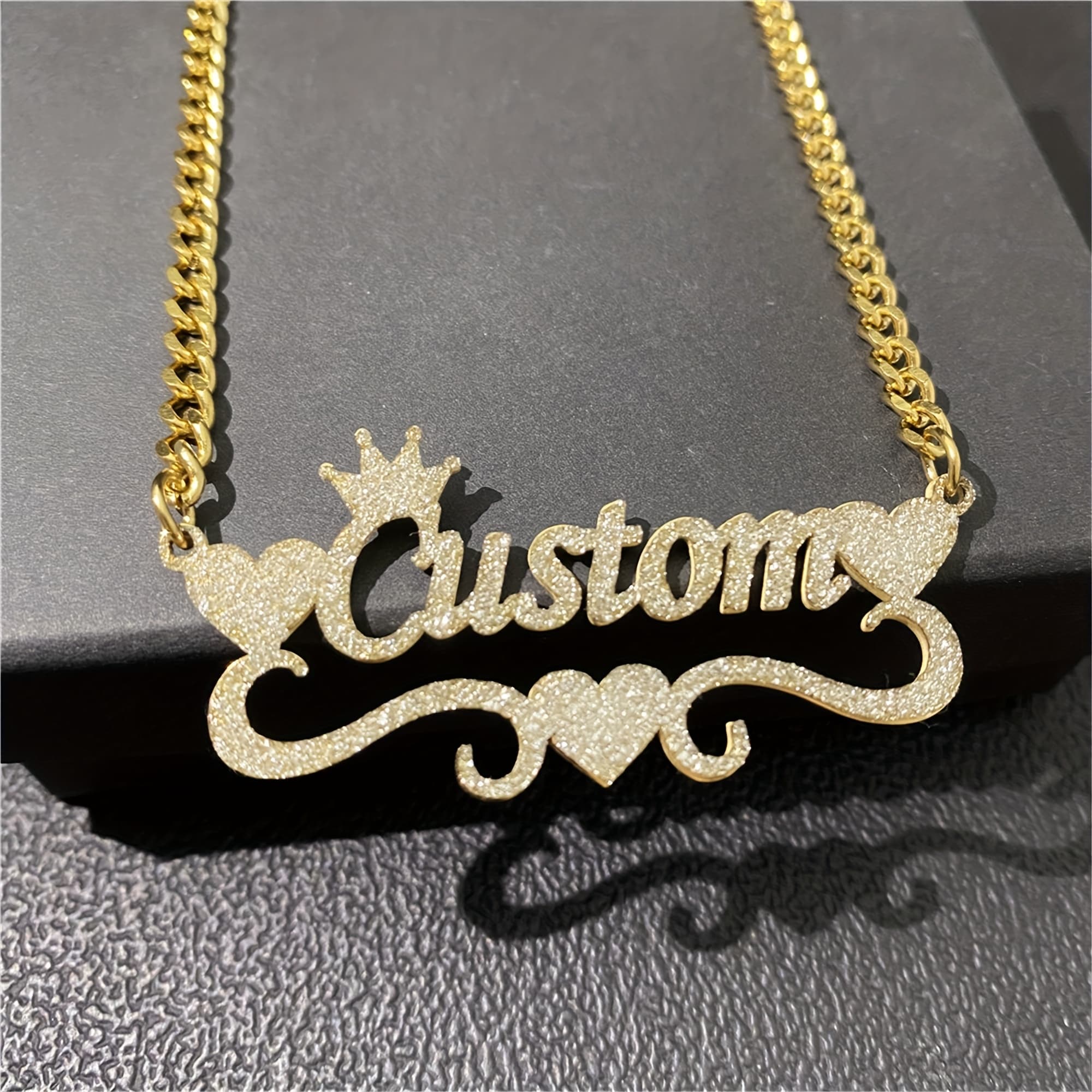 TEMU Customizable Sparkling Name Necklace Featuring A , Elegant Script, And Delicate Nameplate Pendant, Perfect As A Birthday Gift For Women