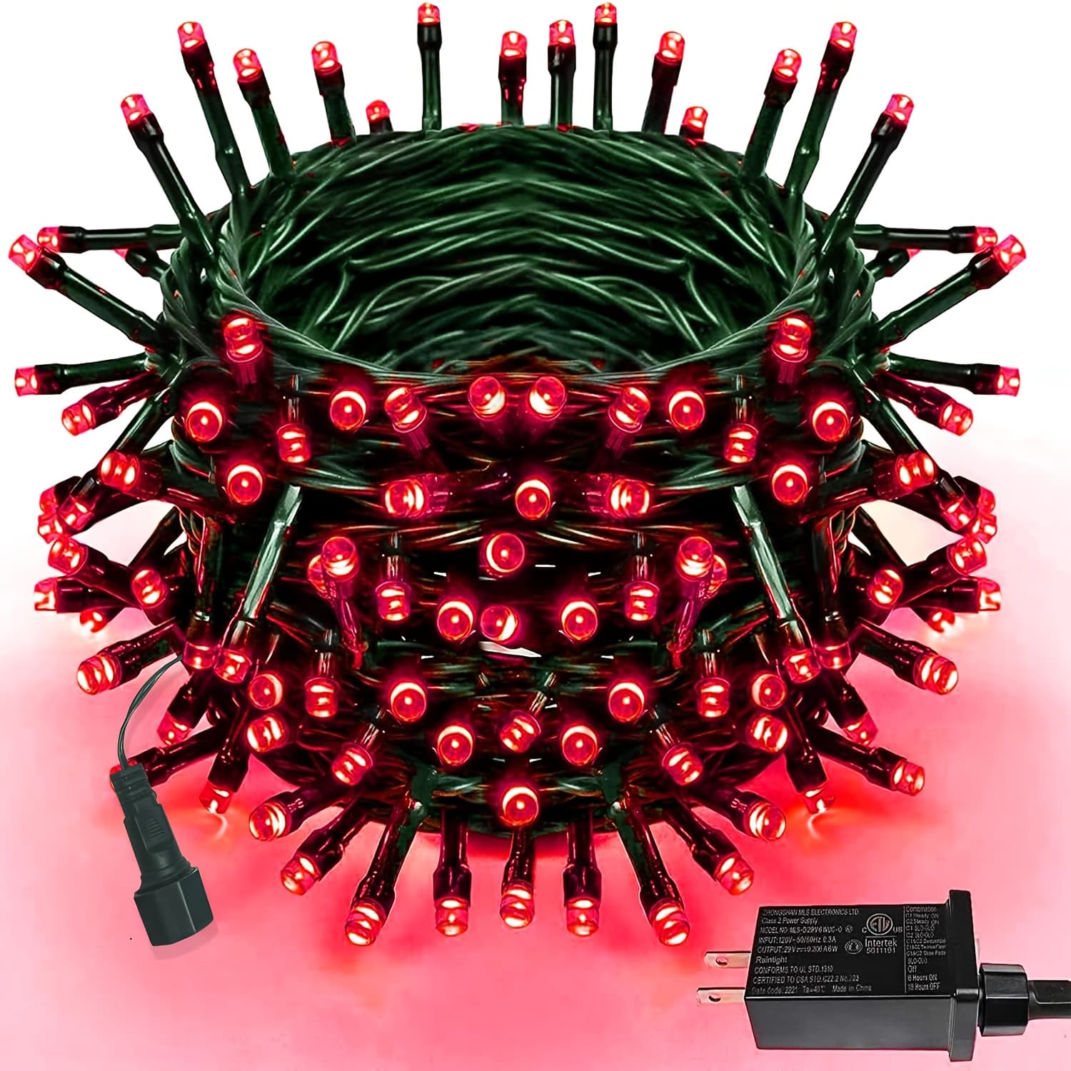 TEMU 105 Ft 300 Led Red And Green Christmas Lights Hallowmas Indoor Outdoor, Timer And Memory Function And 8 , , Fairy Twinkle String Light For Xmas Tree Holiday Party Garden Yard
