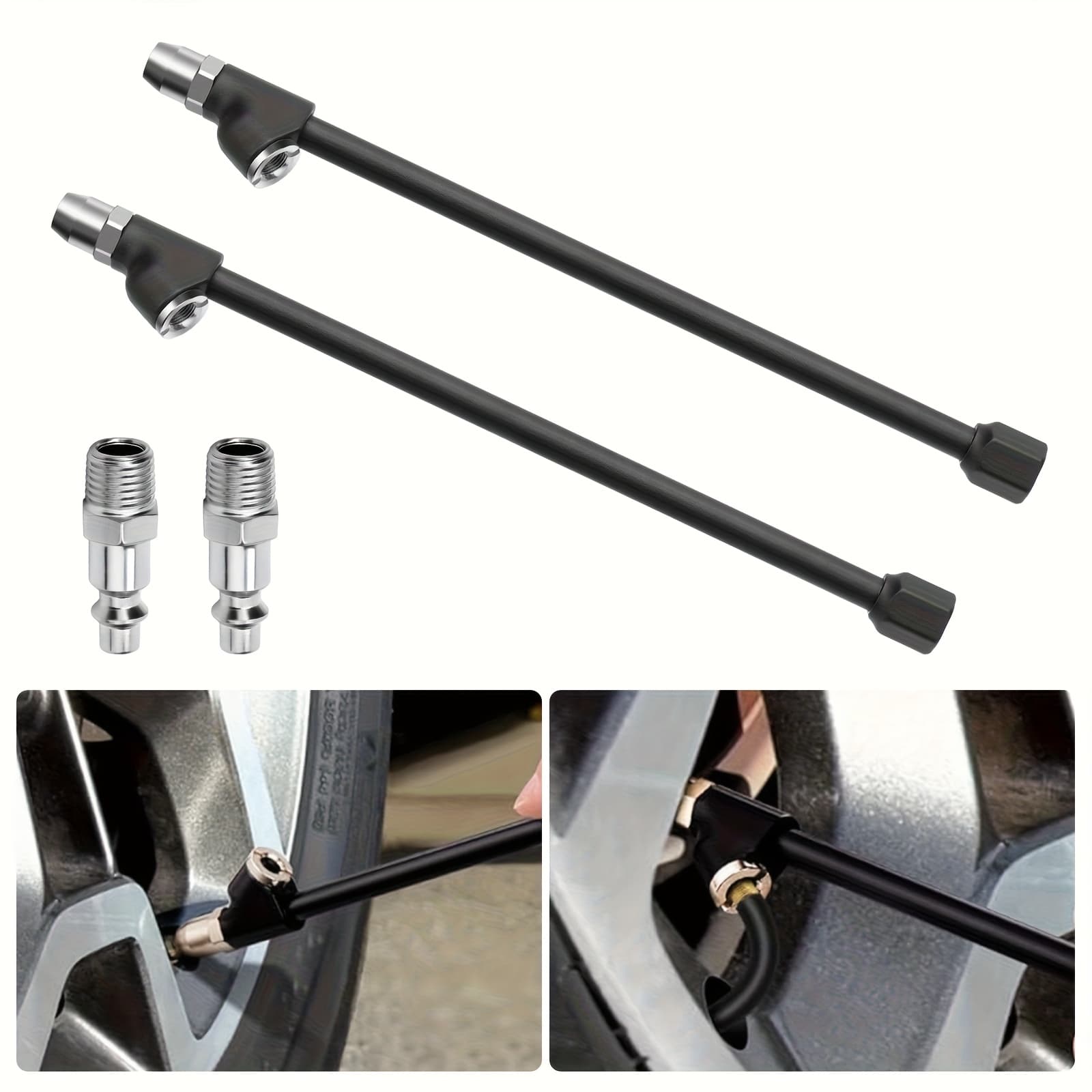 TEMU 2pcs Heavy-duty 13” Dual With - Tire Inflator, Lock-/4” Fnpt Connector For Semi-truck/rv/ Tires, Compatible For Air Compressor (truck,, Car) - Leak-proof