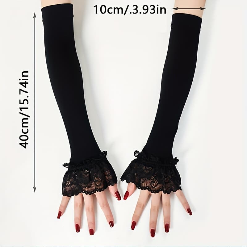 TEMU 1 Pair, Summer Women's Ice Fiber Fabric Sleeve Covers With Mesh Flared Cold Sleeves For Outdoor And Breathable Fashion Arm Protectors