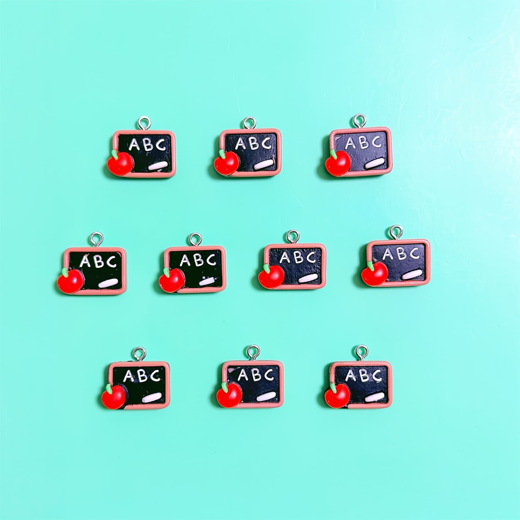 TEMU 10pcs Set Of Exquisite Abc Small Blackboard Charms, Handmade Jewelry Pendants, Earrings, Chain Accessories, Creative Gift Earrings, Necklaces, Bracelets, Bag Charms, Resin Accessory Parts