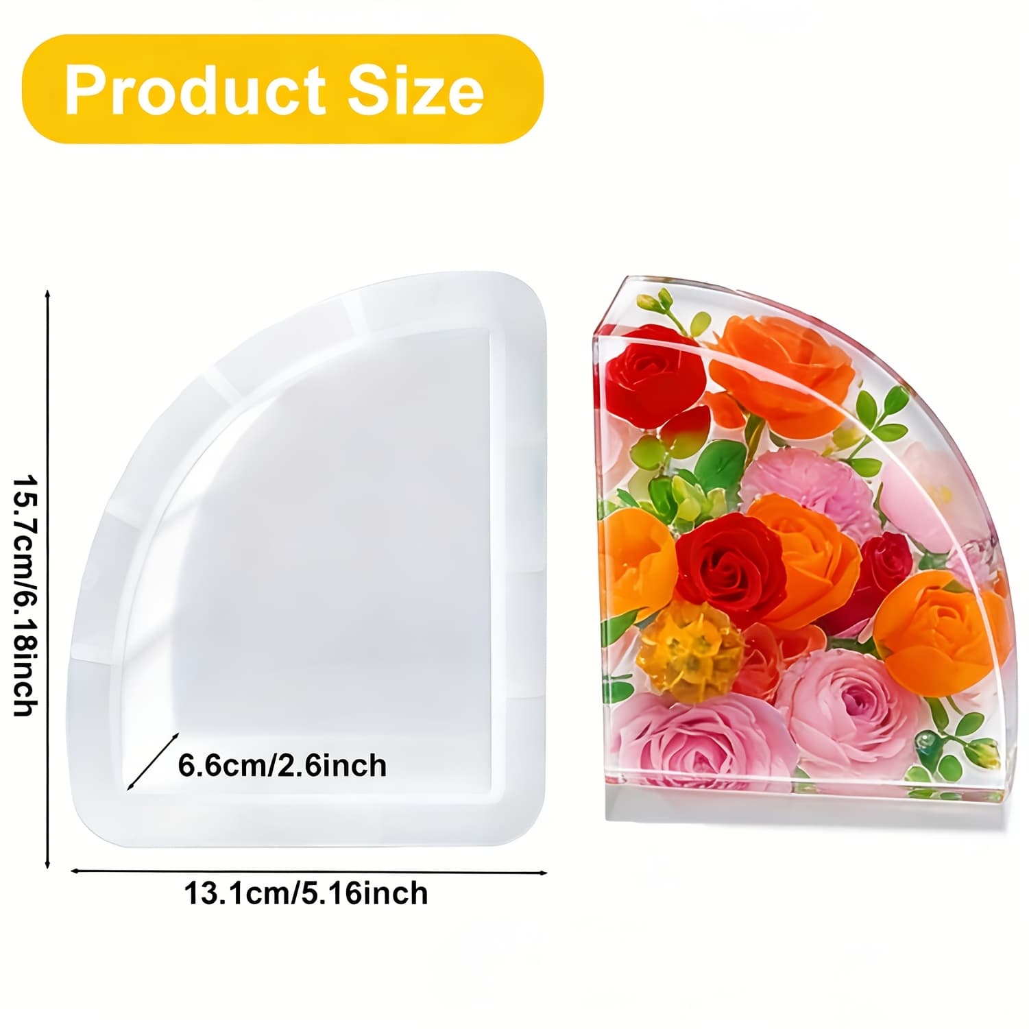 TEMU 1pc - Large Bookshelf Resin Mold, Fan-shaped Silicone Geometric Book Organizer Mold, Used For Preserving Flowers In Epoxy Resin, Bookends, Desktop Storage, Office Home Decoration