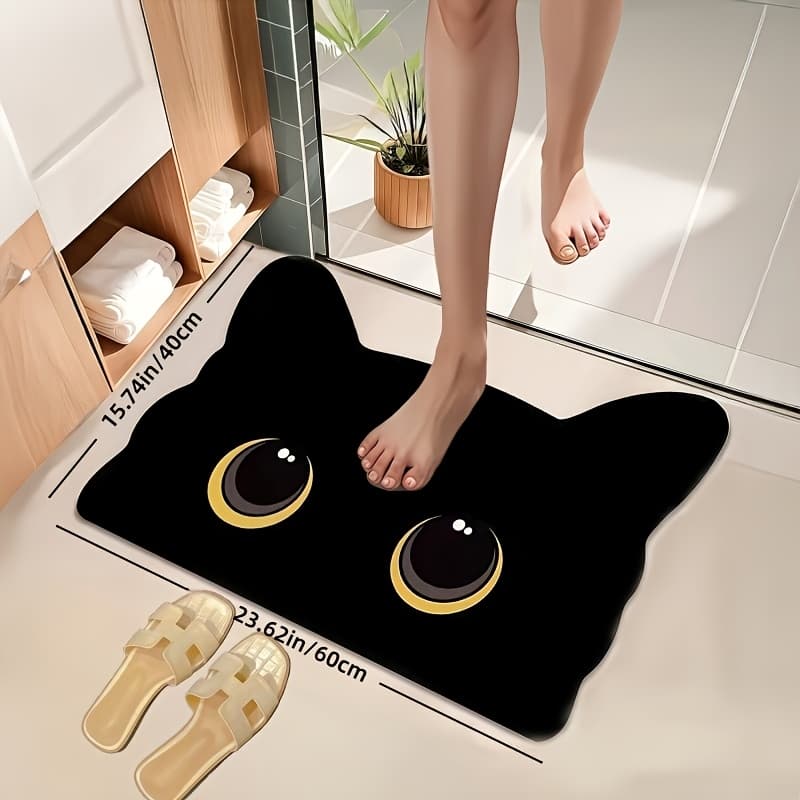 TEMU 1pc Cute Cat Quick-dry Bathroom Rug Bath Mat Anti-slip Pad-water Absorption, Thick, Strong Adsorption And No Rubber Mud Bottom Carpet Mat- Washable And Quick-drying