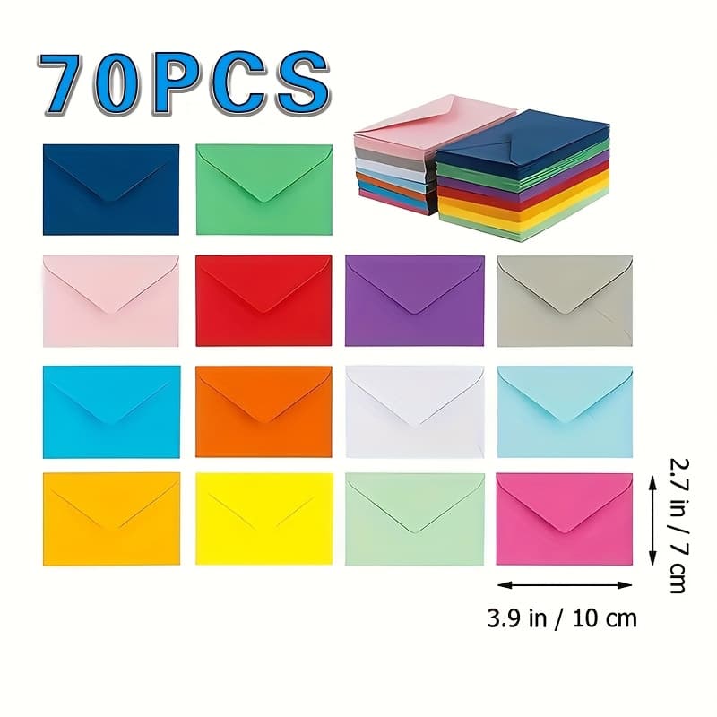 TEMU 70pcs Mixed Envelope Set | | 10×7cm/3.94×2.75in | Multipurpose Gift/business Card Envelopes, Suitable For School, Wedding, And Office Use, Christmas, Halloween, Thanksgiving, Valentine's Day
