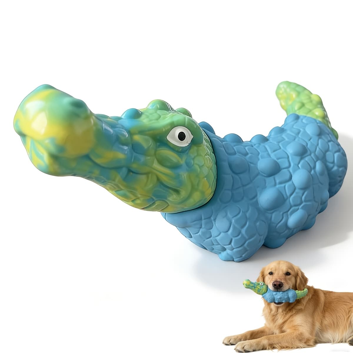 TEMU Tough Alligator Dog Chew Toy, Durable Rubber And Nylon Dog Toy For Aggressive Chewers, Indestructible Heavy-duty Toys For Medium Large Dogs, Interactive Pet Enrichment Toy For Boredom Relief