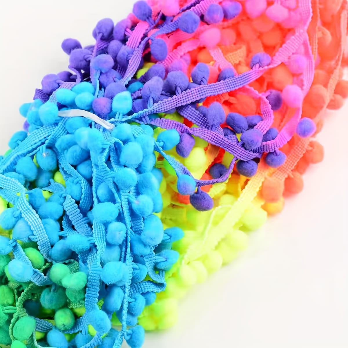 TEMU 1 Roll Of , 1 Cm Wide, Gradient Dyed Colorful Pom-poms, Colorful Additions For Clothing Materials