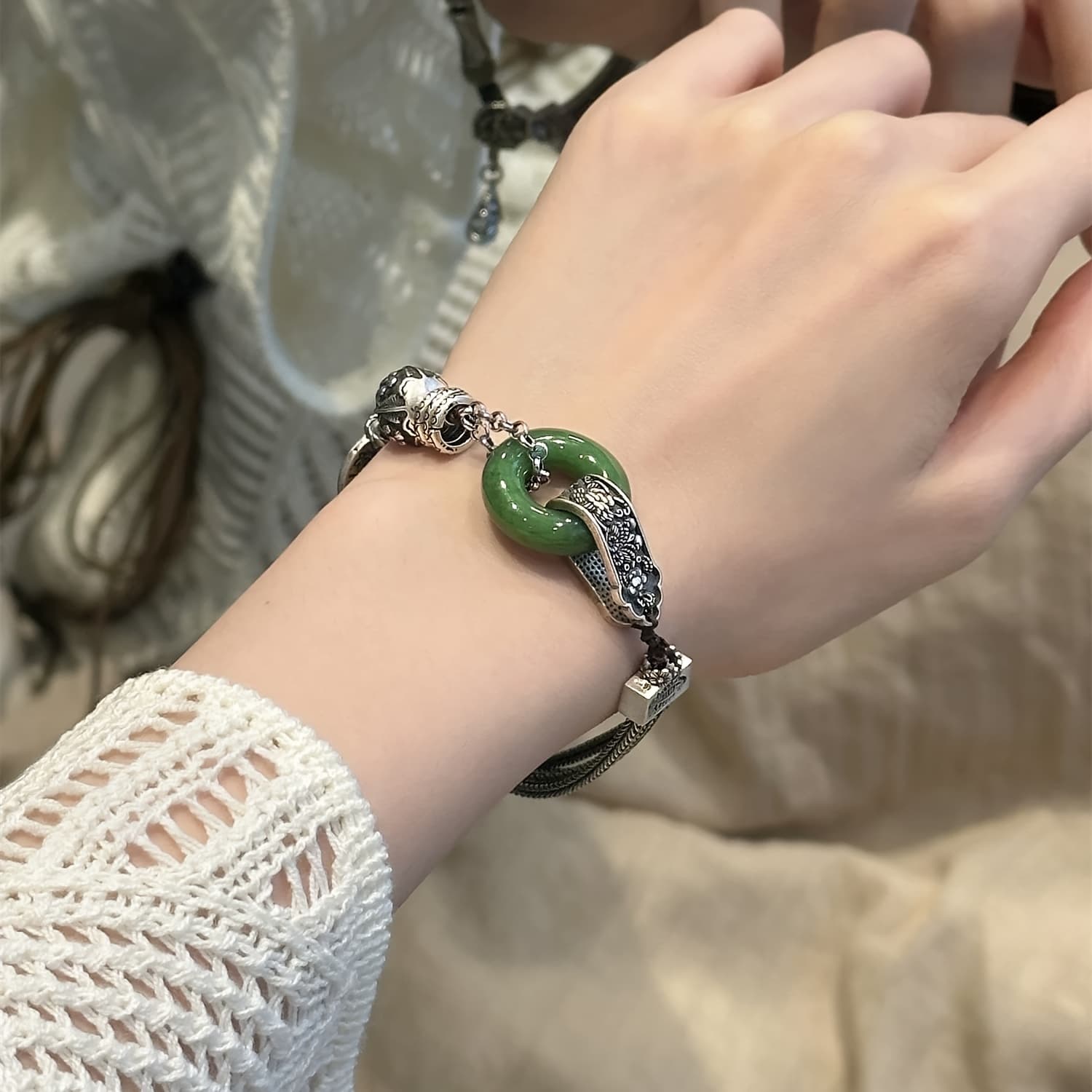 TEMU Vintage Retro Beaded Bracelet With , New Chinese Style Versatile A93