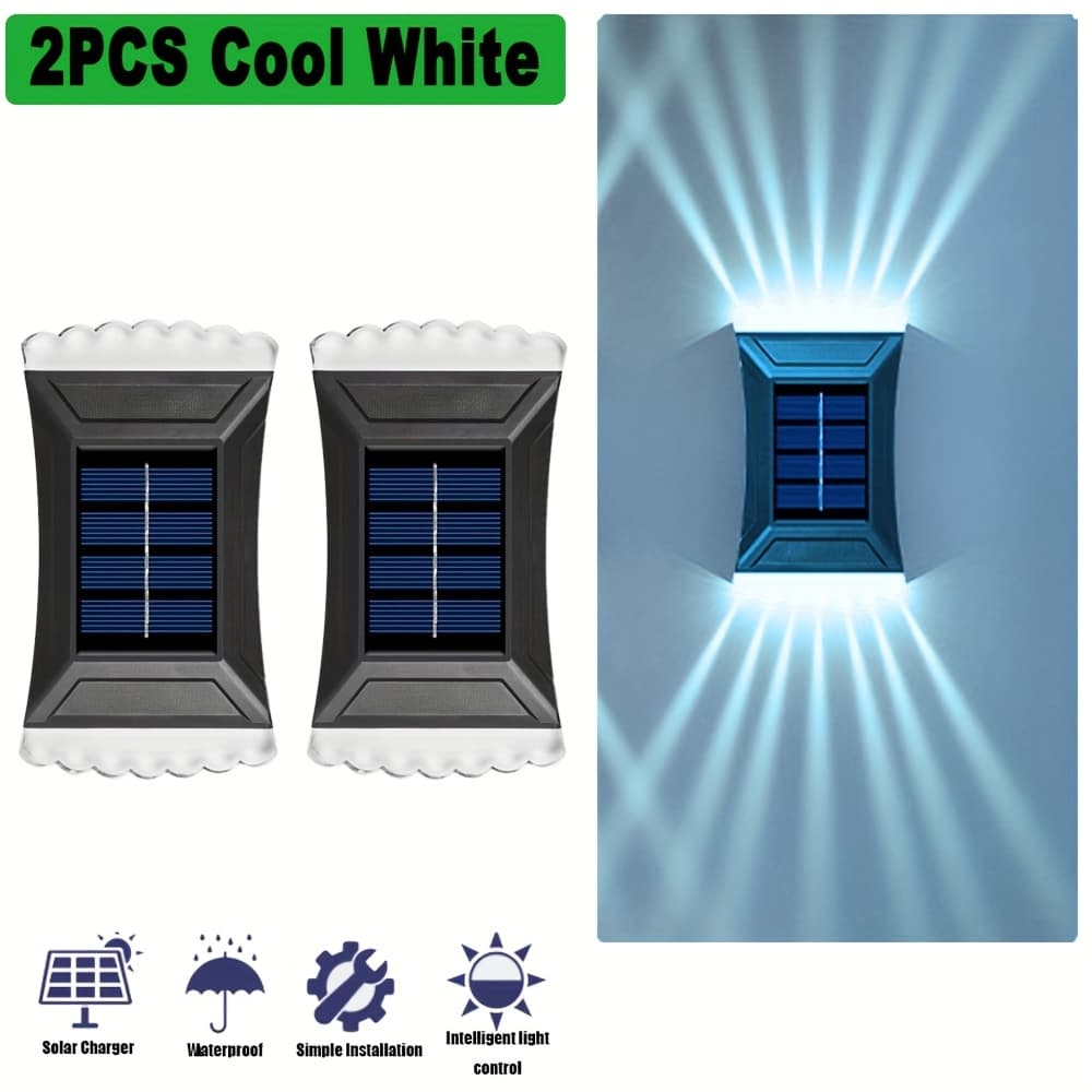 TEMU 4/2 Packs Solar Wall Light, Solar Fence Light, Deck Light, Led Solar Wall Light, Suitable For Home Garden Porch, Up And Down Lighting (/warm White)