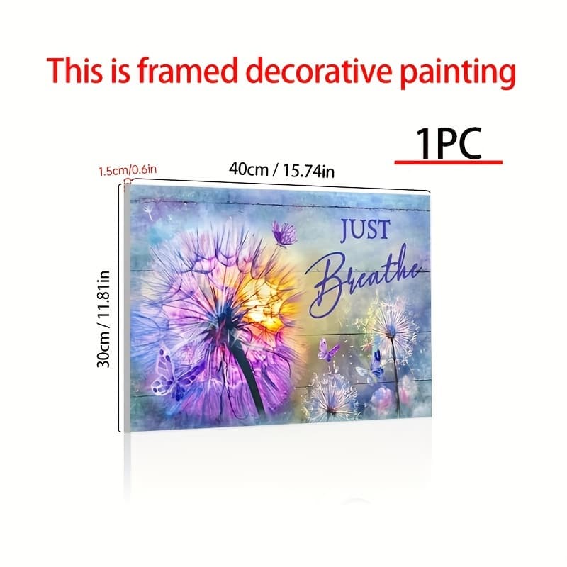 TEMU 1pc, Dandelion Purple Just Breathe Landscape Canvas, Wall Art Canvas, Wall Art Artwork Home Decor, Bedroom Living Room Bathroom