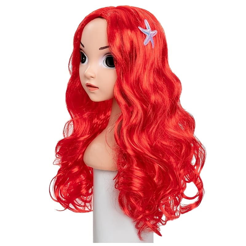 TEMU Red Wig Girls Long Curly Wavy Wig For Cosplay Halloween Party Costume