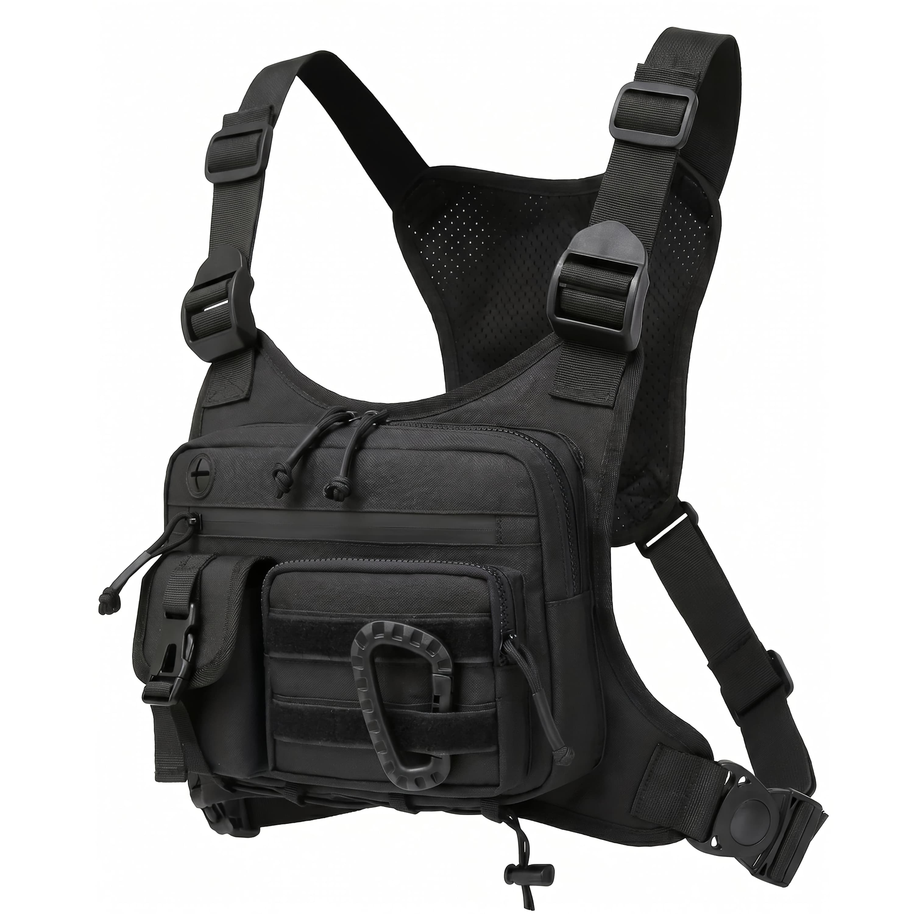 TEMU Unisex Tactical Chest Bag| Men's Shoulder Bag With Adjustable Shoulder Strap, Multi-, Durable Zipper Storage, Perfect For Running, Hiking, Fishing, Sports, And Workouts