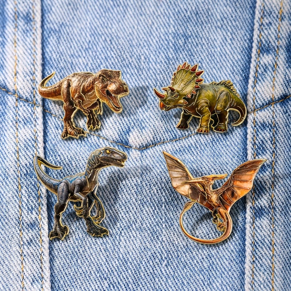 TEMU 4pcs/set Dinosaurs Enamel Pin Fashion Decorative Badge Ornaments Lapel Bag Badges Gifts