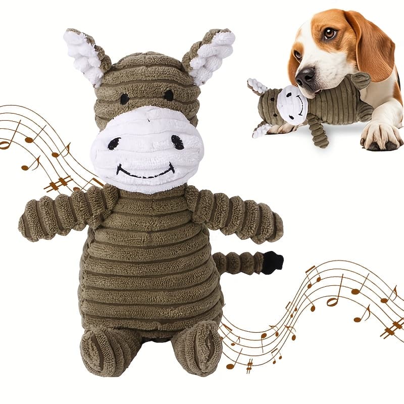 TEMU 1pc Squeaky Donkey Dog Plush Toys-plush Chew Toy For Small, Medium Dogs, Cute Animal Puppy Gift For Play & Training
