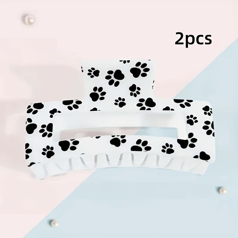 TEMU 2pcs Set Of Paw Print Clips - Stylish Additions For Everyday Wear And Parties, Perfect As A Gift