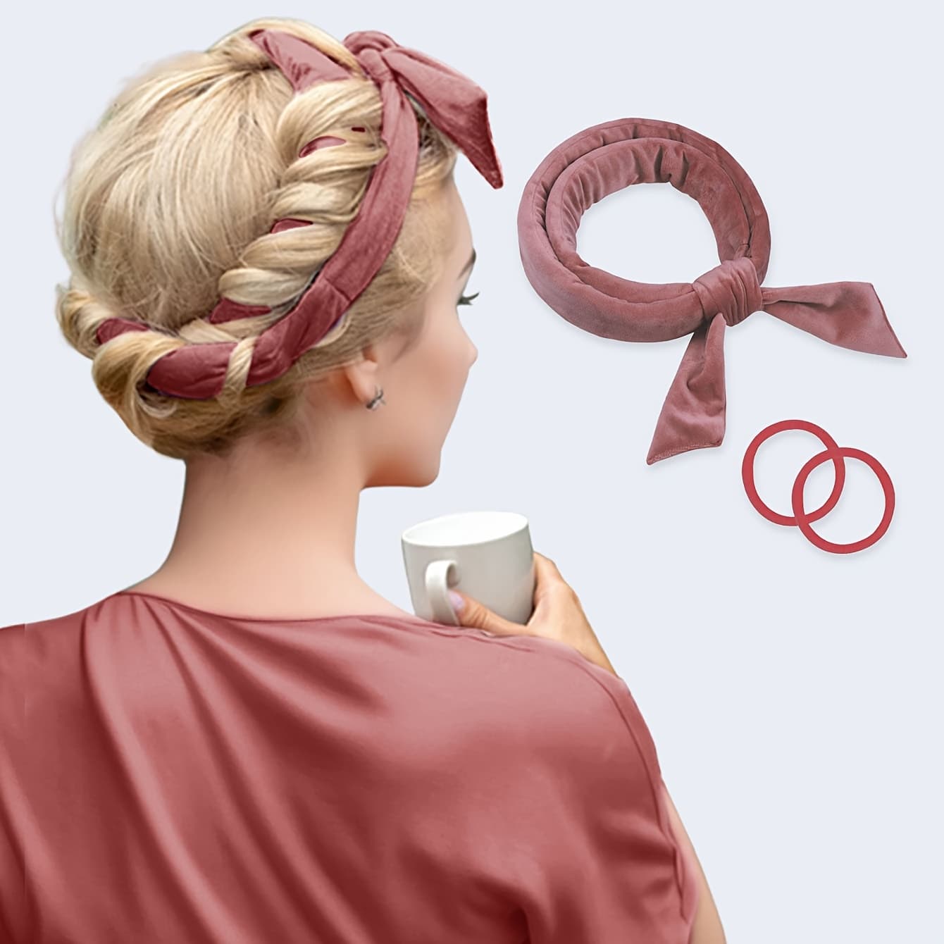 TEMU Heatless For Women, Curling Rod Headband With Scrunchie, Sleep-in Ribbon Rollers, Gentle Diy Styling Tool For Waves, For Curly Hair Types