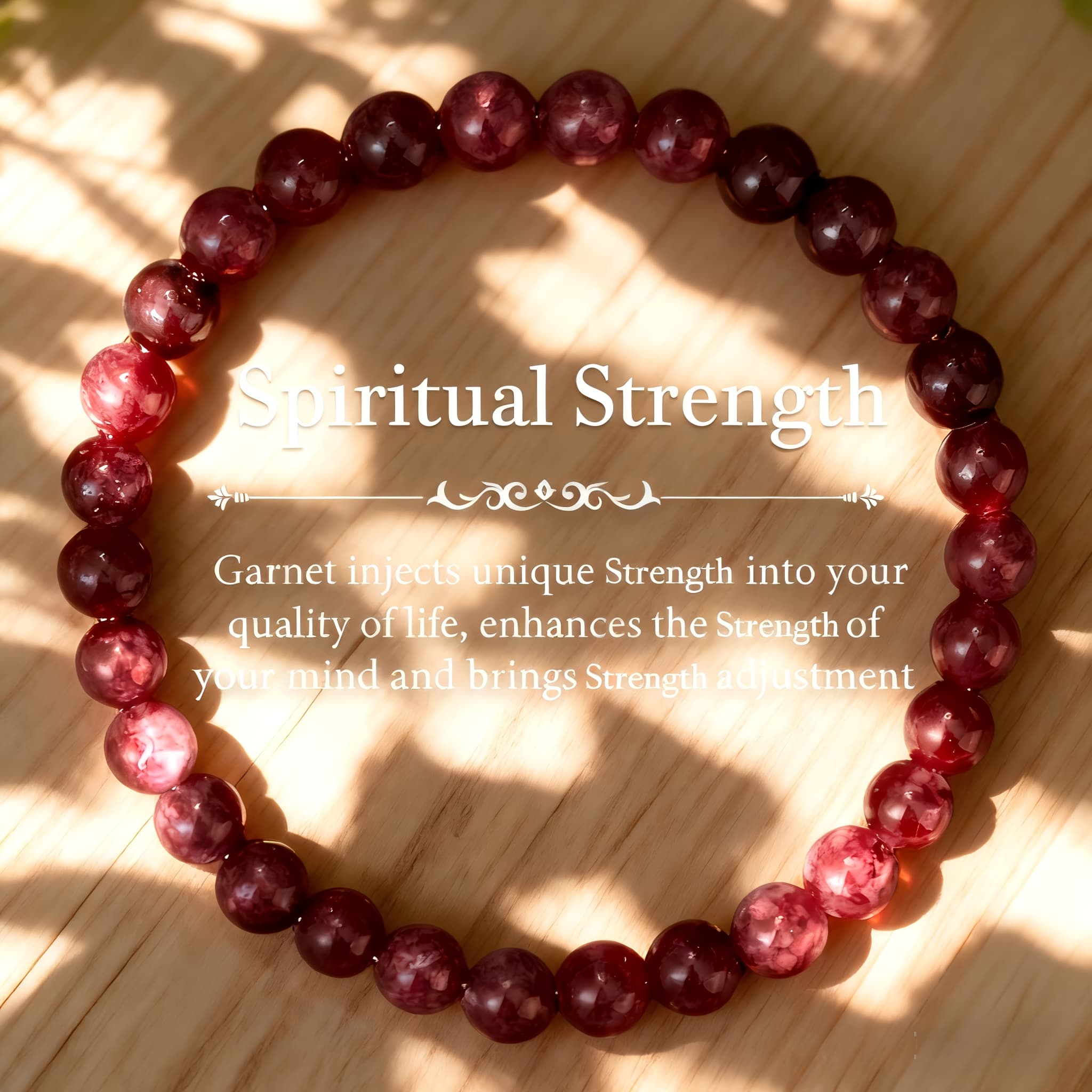TEMU 1pc Garnet Bracelet, Featuring 6mm Garnet Beads, Serves As A Wrist Rosary That Represents Positivity, , And Renewal, Making It An Ideal Handmade Christmas Present