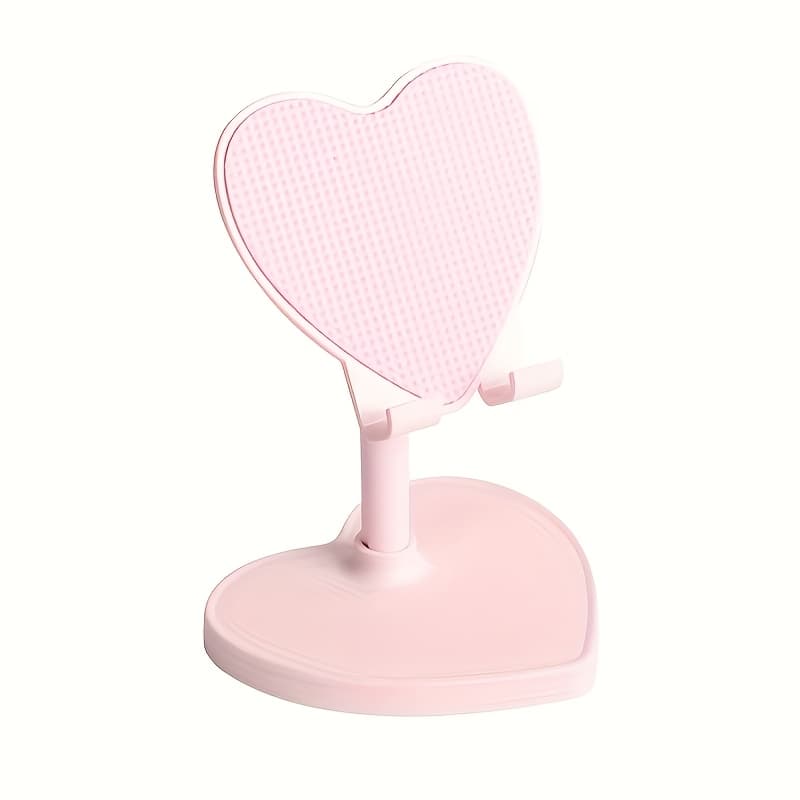 TEMU 1pc Heart-shaped Phone Stand For Desktop, Adjustable Height, Foldable, Suitable For Selfies, Universal Phone And Tablet Desktop Holder
