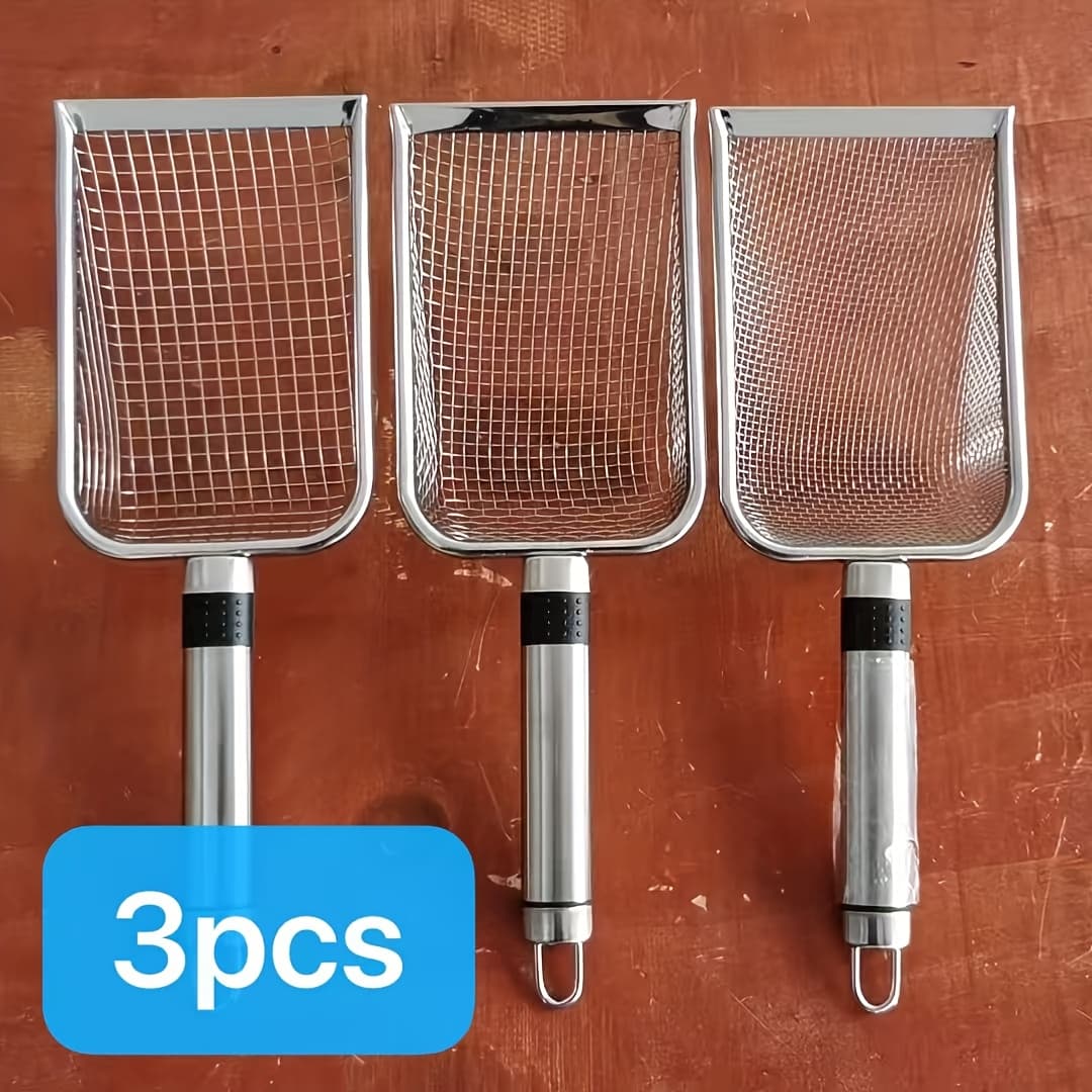 TEMU 3pcs Set With Handle Metal Gardening Sieve- Portable Soil Filtering Tool For Home Gardening And Landscape Design(2/3.8/5mm Mesh)| | Durable Gardening Tools, Soil