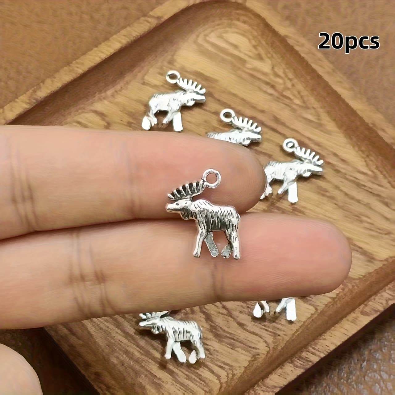 TEMU 20pcs Vintage Alloy Moose Pendant, Women's Fashion Pendant, Bohemian Style Fashion Earrings, Bracelet, Necklace Accessories, Handmade Jewelry Material, 18x16mm