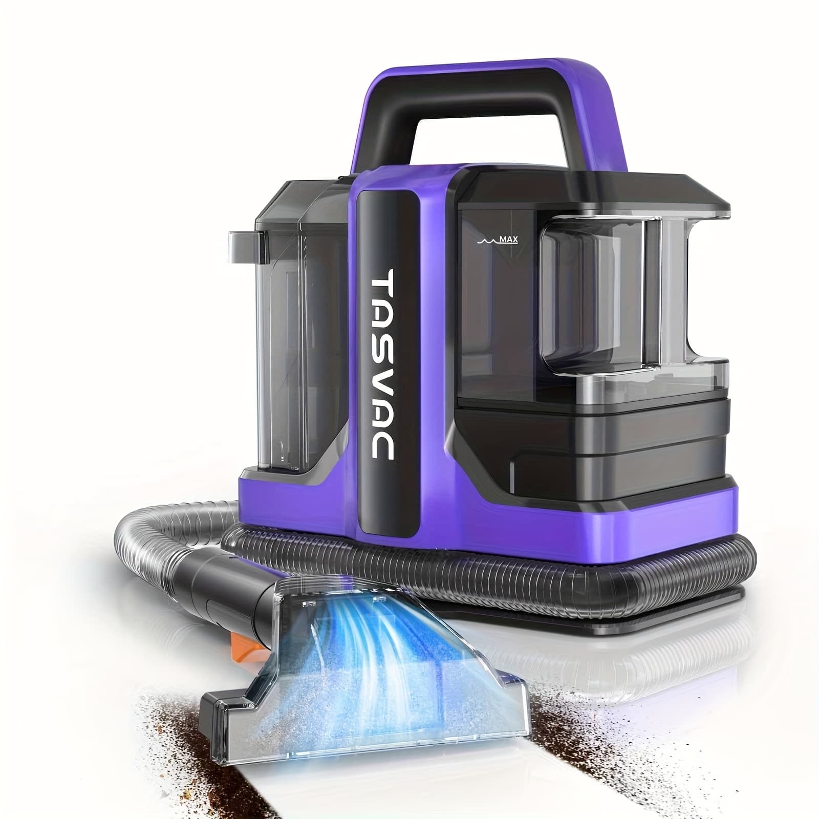 TEMU Tasvac Portable Carpet & Upholstery Cleaner Machine, Spot And Stain With 2 Brushes & Remover Formula For Pets, Stairs, Couch Area Rugs, Upholstery, Car Seat, C7-purple