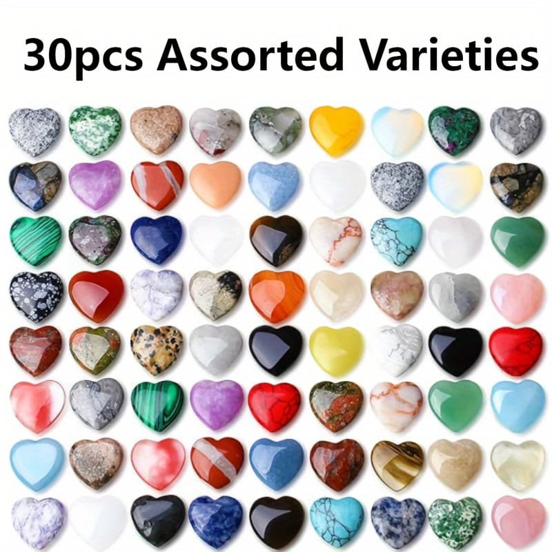 TEMU 30pcs Assorted Varieties 2cm Natural Materials Heart