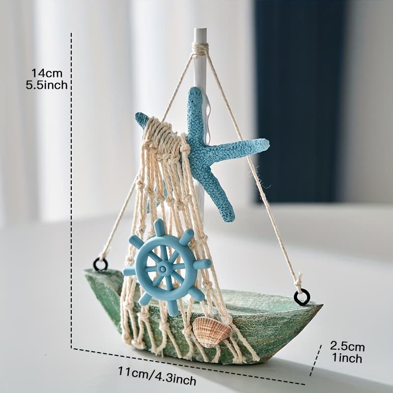 TEMU Handmade Mediterranean Sailboat Wooden Model - A Nautical-themed Desktop Decoration, Suitable For Nautical-themed Desks, Office Miniature Ornaments, And Gifts For Model-making Enthusiasts