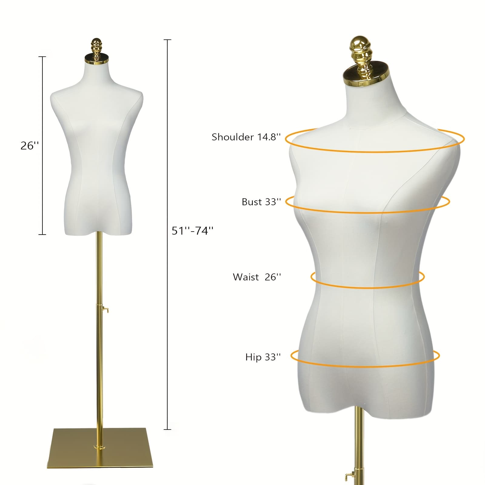 TEMU Bonnlo Female Dress Form With Stable Metal Stand, Height Adjustable Mannequin Torso For Clothing Dress Jewelry Display Sewing