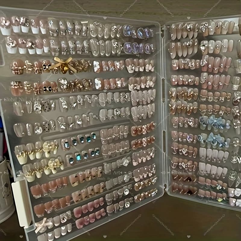 TEMU 96pcs Nail Art Random Combination Set, Fashionable Mixed Color, High-end Texture.wearable Nail Gloss, Nail Art, Fake Nail Art thumbnail 4
