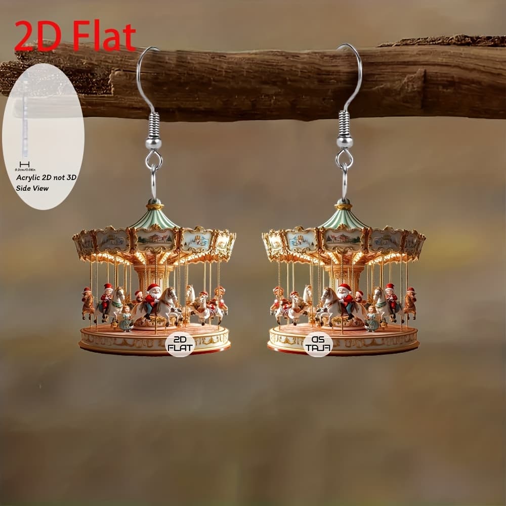 TEMU 2d Flat - Fashionable 2d Flat Earrings, Perfect As Party Favors And Holiday Gifts For
