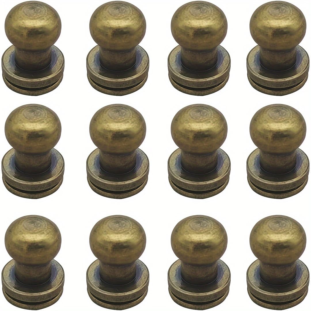 TEMU 12 Sets Of Alloy Round Head Button Screws, Leather Rivets, Screw Button Rivets, For Repairing And Decorating Leather Craft Belts And Handbags (round Head Size 8mm)