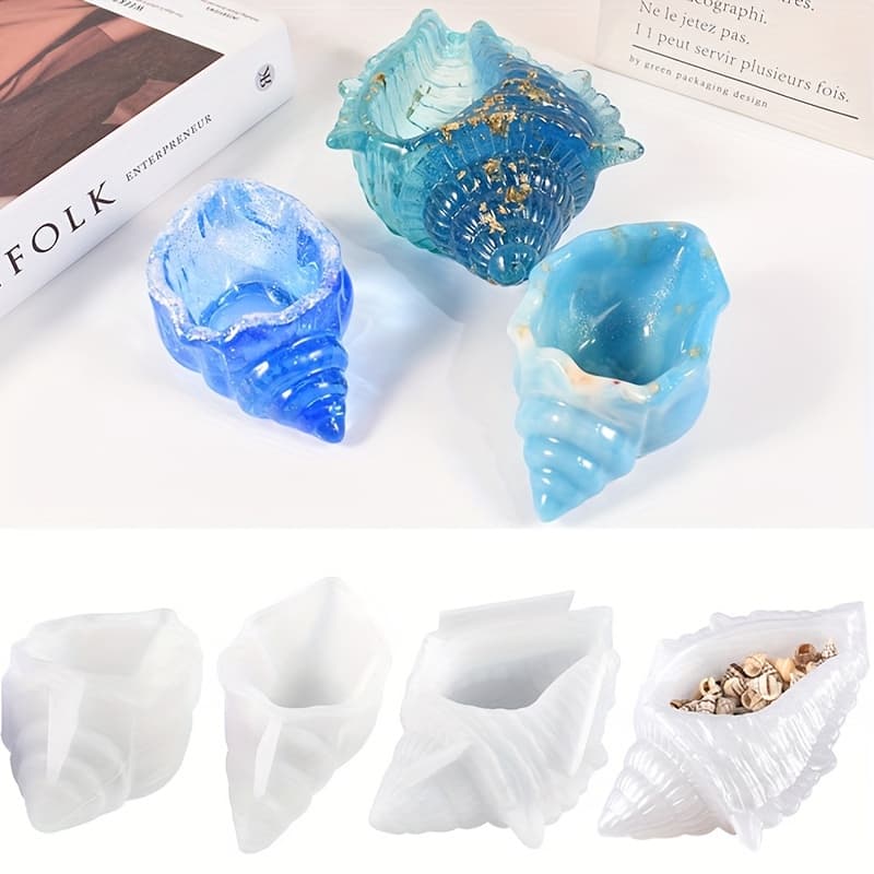 TEMU 3pcs - Diy Silicone Molds For Conch Shell Planters, Candle Jars, Jewelry Trays And Home Decor - Epoxy, Plaster And Concrete Pouring