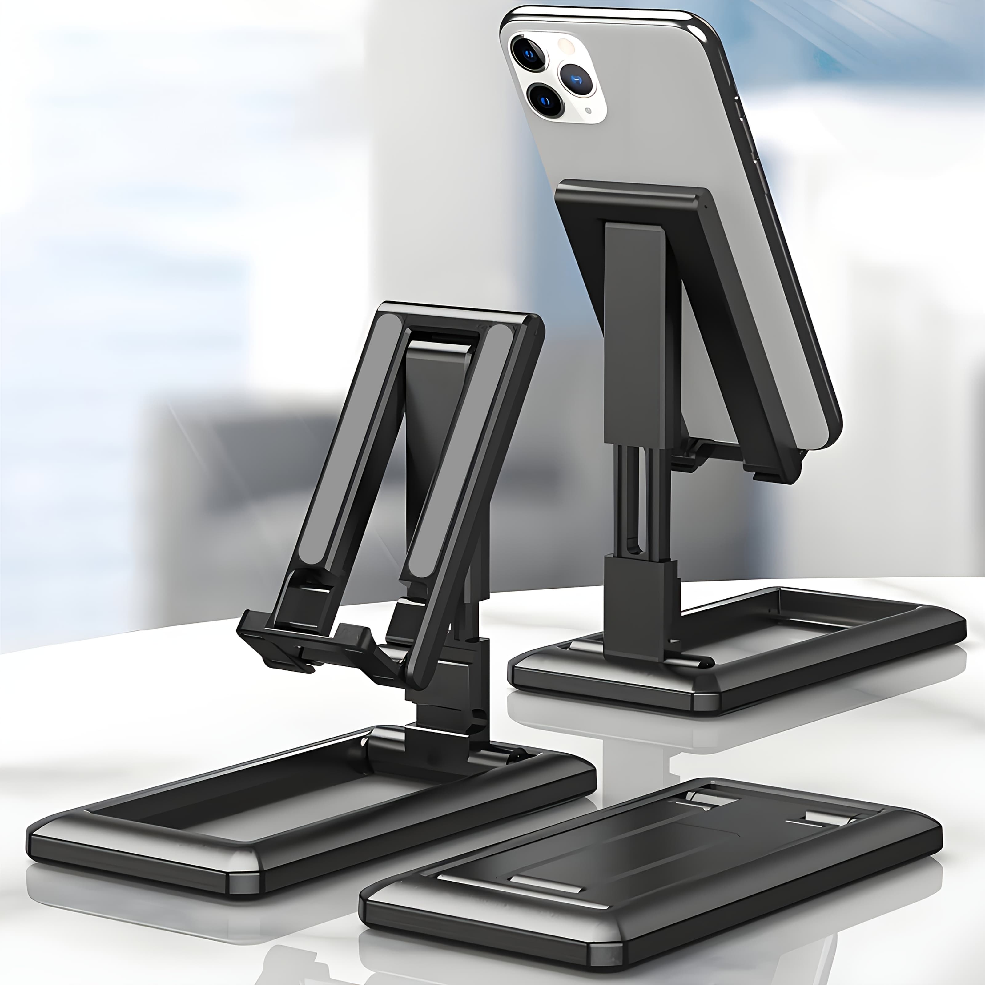 TEMU Foldable Cell Phone Stand, Adjustable Phone Holder For Desk Portable Travel Essentials Office Accessories For Iphone 17 16 15 14 13 Pro Max, All Mobile Phones