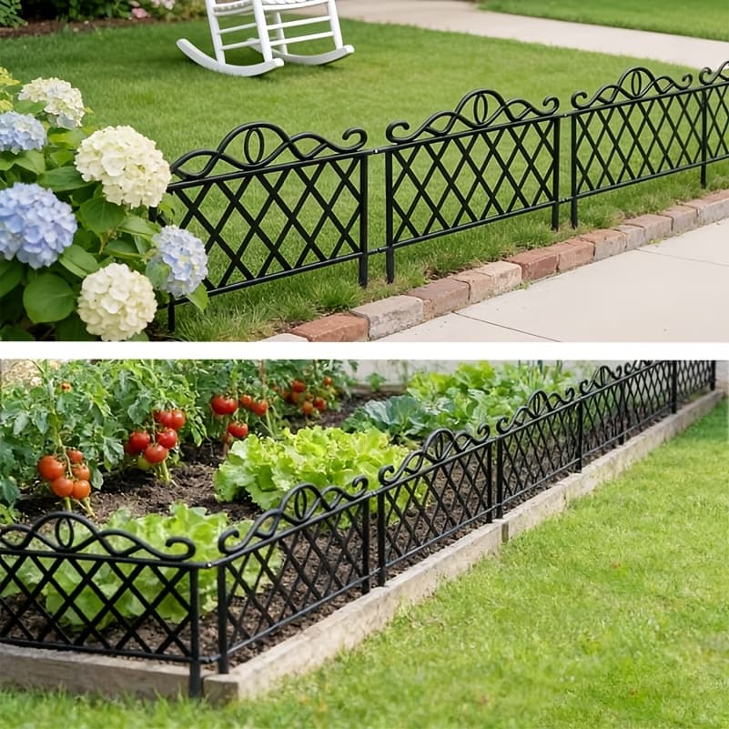TEMU 6 Pack Decorative Garden Fence Panels And Borders, Heavy Duty Plastic Outdoor Landscape Edging Fencing With End, Suitable For Outside Patio, Yard, Flower Bed, Etc. Fence Panels For Animal Barrier